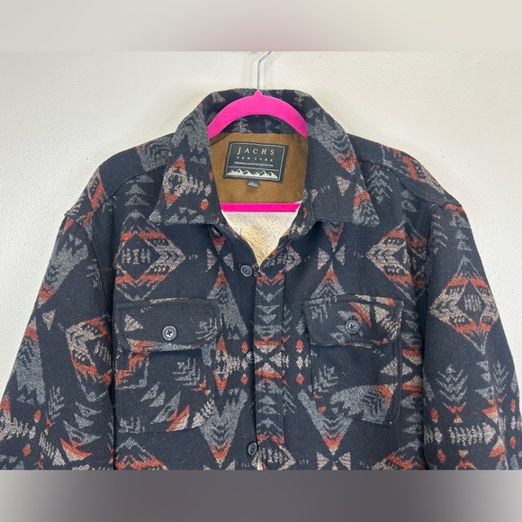 Jachs Mens L Black Gray Aztec Pattern Jacket Southwestern Ranch Cowboy Cabin - Picture 10 of 15